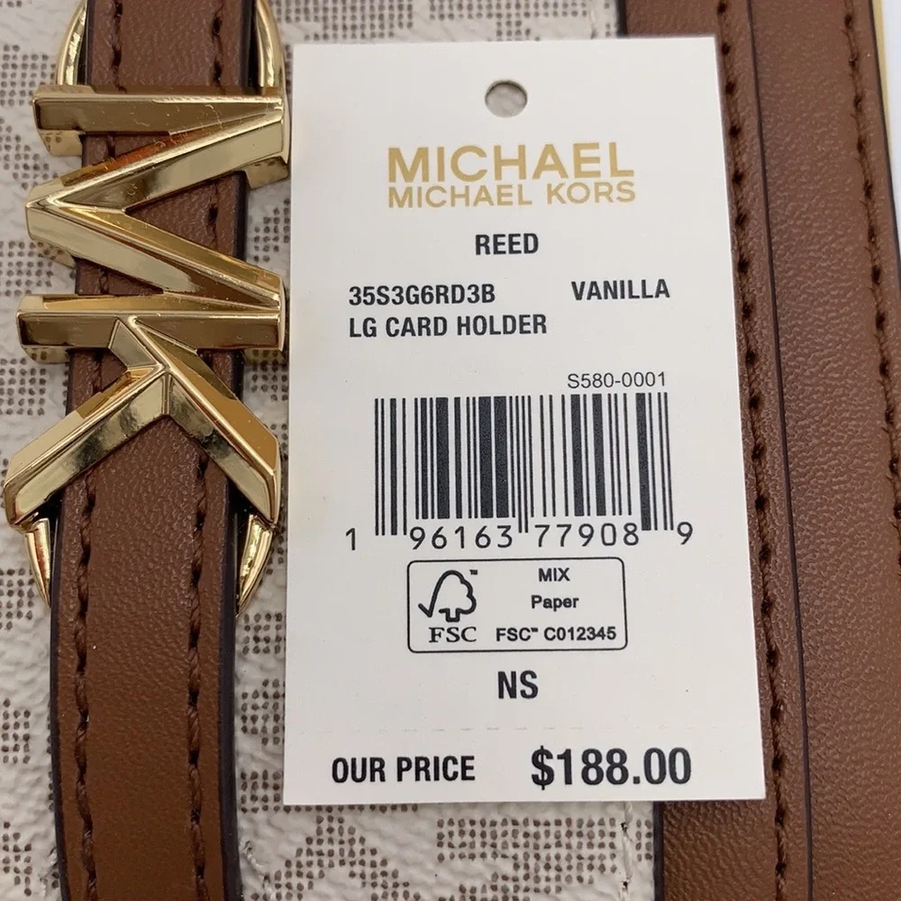 MICHAEL KORS Reed Large Card Holder Case Wallet Vanilla MK NWT